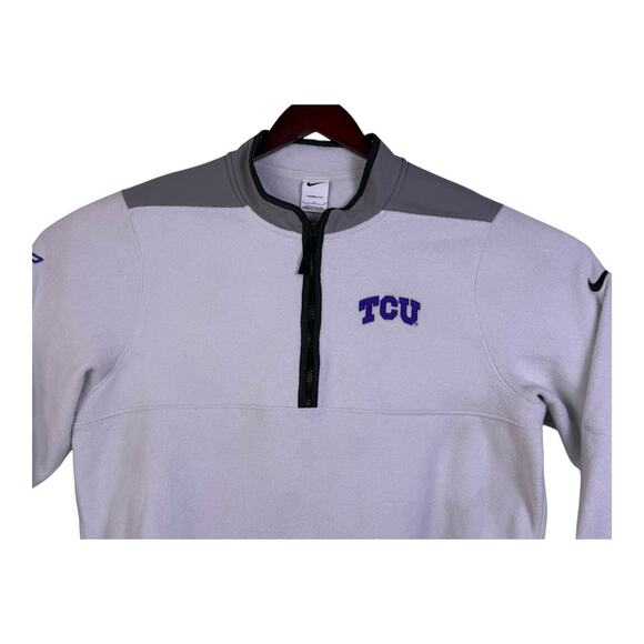 Nike Therma Victory 1/2 Zip Fleece Large TCU Frogs Logo Golf DA2921-025 Gray - Picture 2 of 16